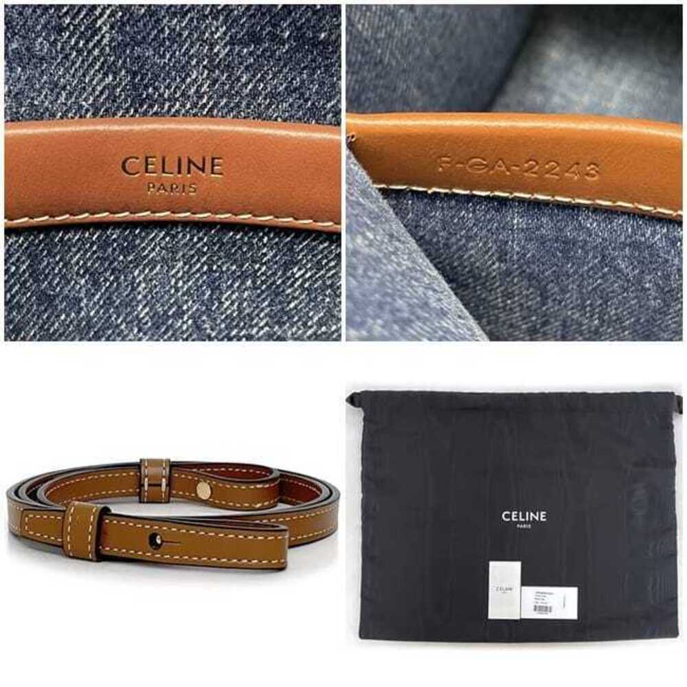 Celine Bag Cabataise Blue Brown Triomphe Denim Canvas Leather Logo Crossbody - Picture 10 of 10
